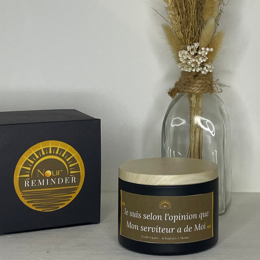 Bougie parfumée "Je suis selon l'opinion que Mon serviteur a de Moi"