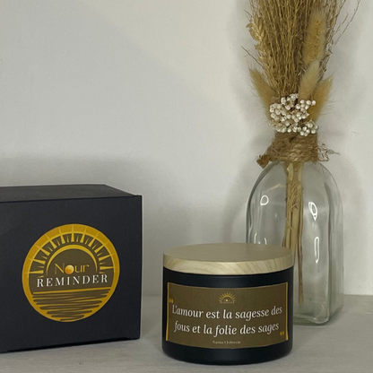 Bougie parfumée "L'amour est la sagesse des fous et la folie des sages"
