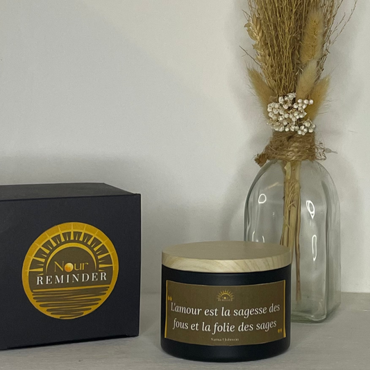 Bougie parfumée "L'amour est la sagesse des fous et la folie des sages"