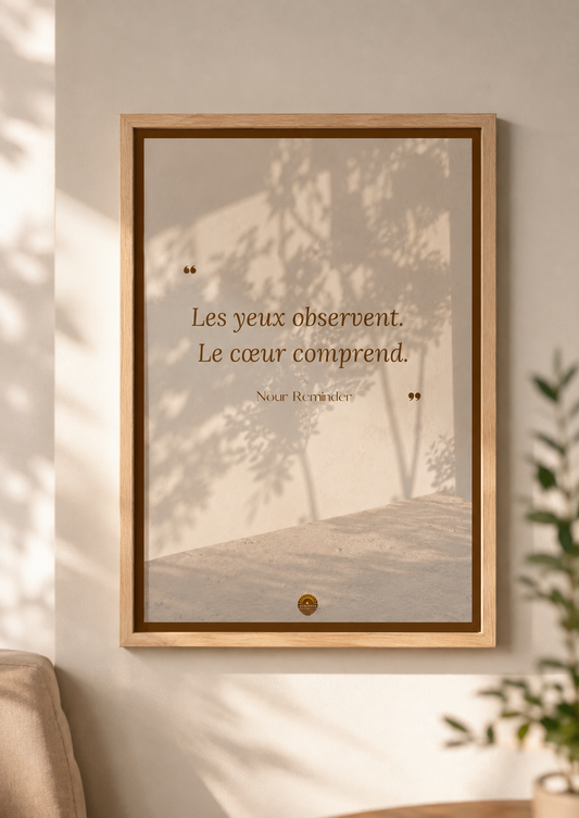 Affiche encadrée A3 — "Le bonheur n'est pas une destination à atteindre, c'est une manière de voyager" — Margaret Lee Runbeck