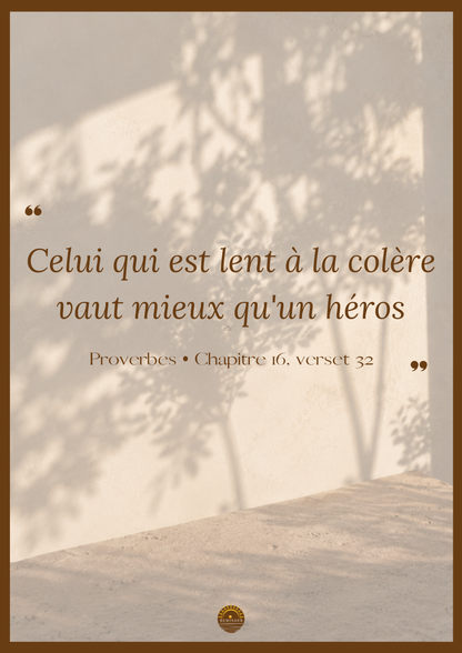 Affiche "Celui qui est lent à la colère vaut mieux qu'un héros"