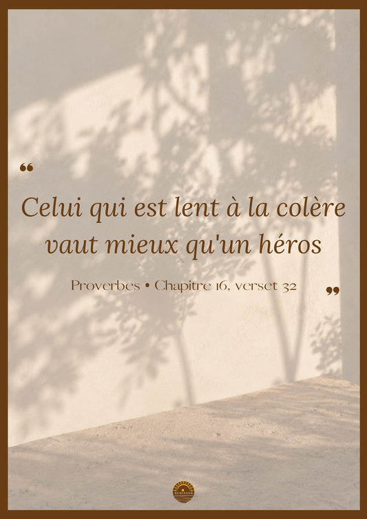 Affiche "Celui qui est lent à la colère vaut mieux qu'un héros"