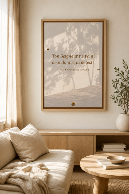 Affiche encadrée A3 — "Ton Seigneur ne t'a ni abandonné, ni détesté" — Coran, Sourate 93, verset 3