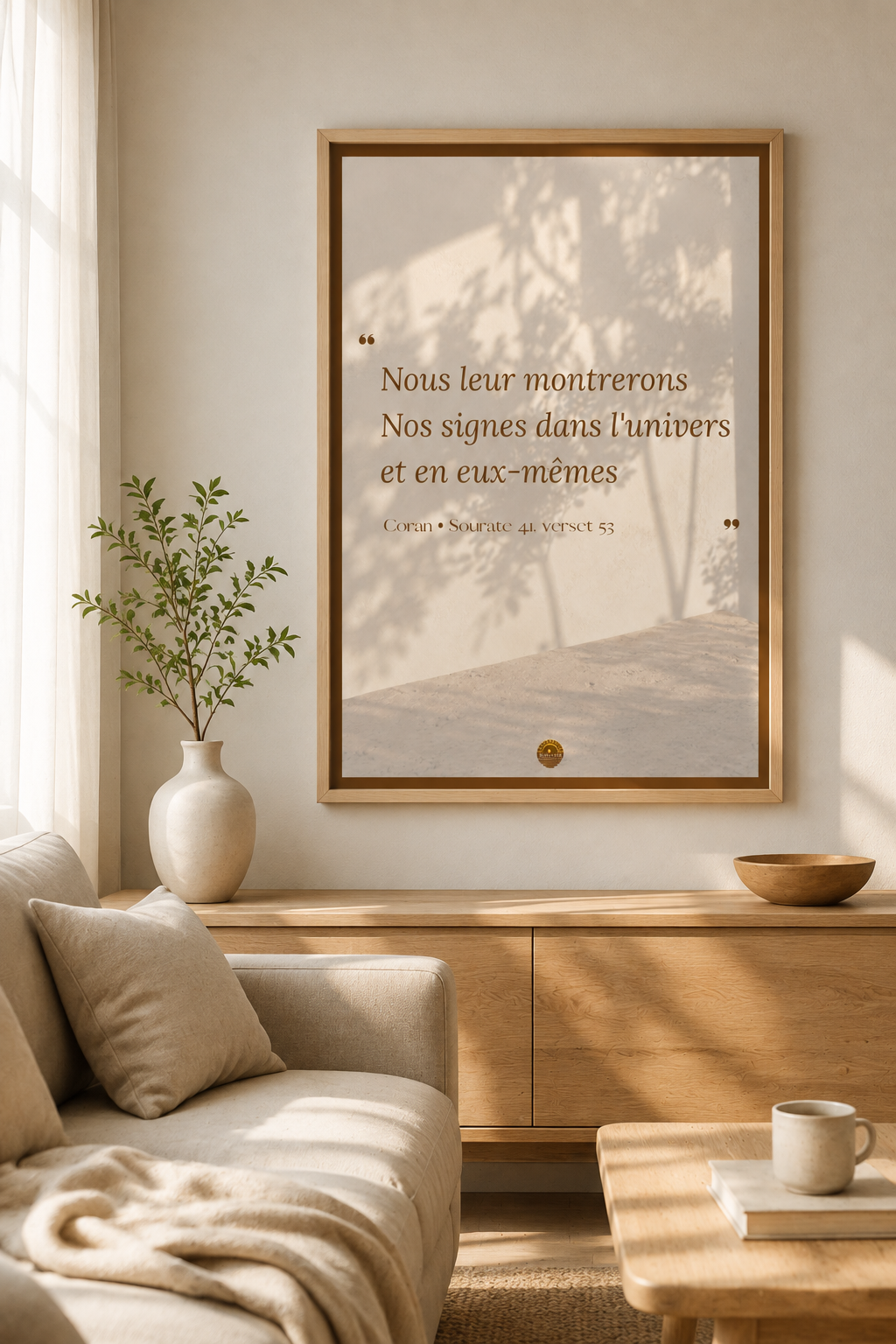 Affiche encadrée A3 — "Nous leur montrerons Nos signes dans l'univers et en eux-mêmes" — Coran, Sourate 41, verset 53