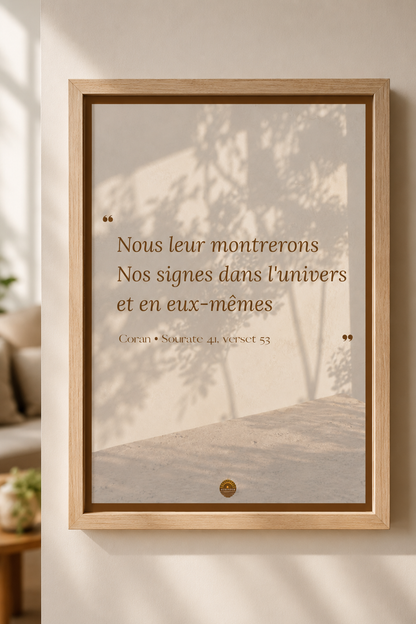 Affiche "Nous leur montrerons Nos signes dans l'univers et en eux-mêmes"