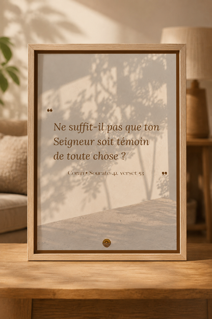 Affiche "Ne suffit-il pas que ton Seigneur soit témoin de toute chose"